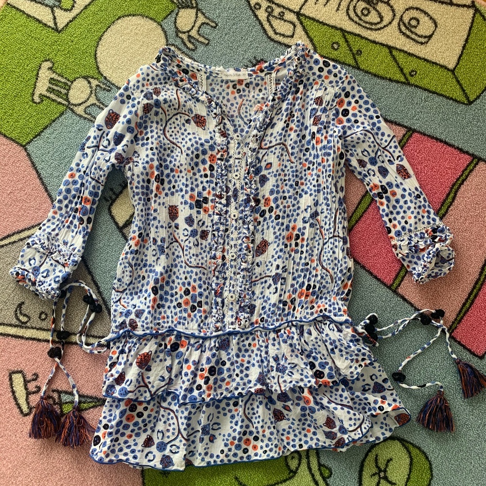 Poupette Blue Leopard Alicia Dress Size M